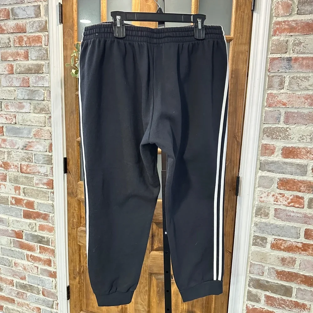 Adidas Sweatpants Men 2XL Black 3-Stripe Fleece Joggers Activewear Pants